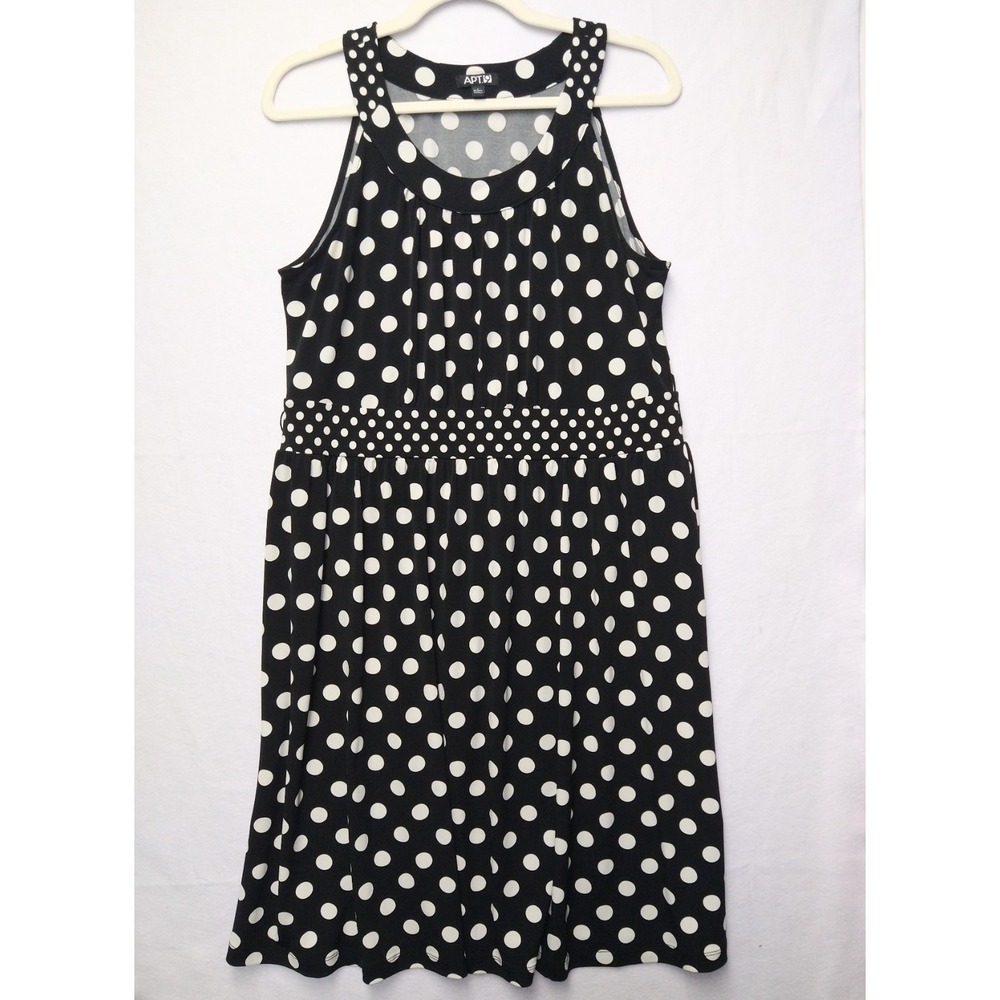 Retro-Inspired Sleeveless Black White Polka Dot Dress Pretty Woman Rockabilly L